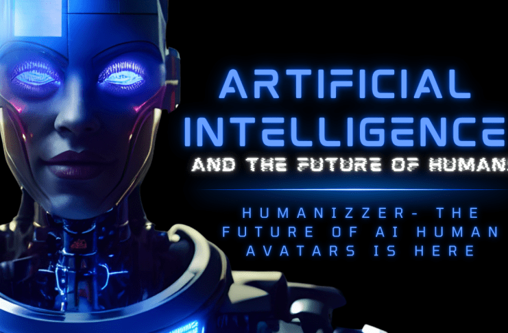 Realistic AI avatar explaining Humanizzer – AI spokesperson video creation tool interface